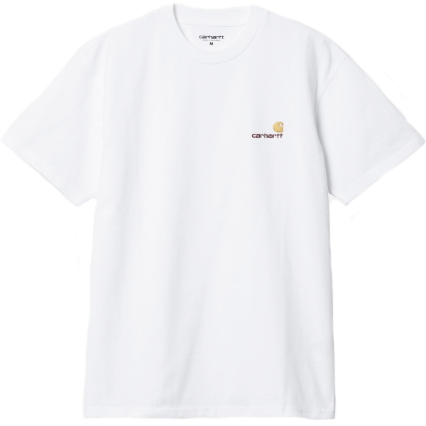 I029956-02XX, Carhartt WIP S/s American Script T-Shirt Branco