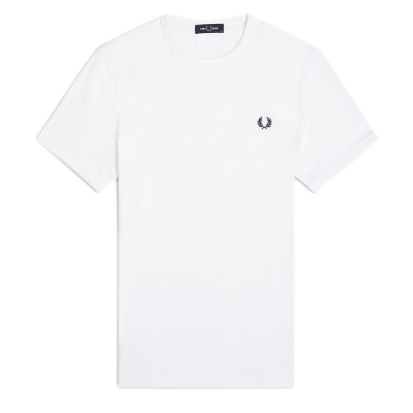 M3519-100, Fred Perry RingerT-Shirt Branco