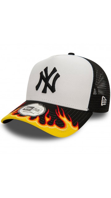 New Era New York Yankees Mlb Flame Black 9forty E-Frame Adjustable Trucker