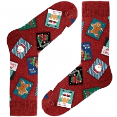 John Frank Fun Socks Long Socks Christmas Vermelho