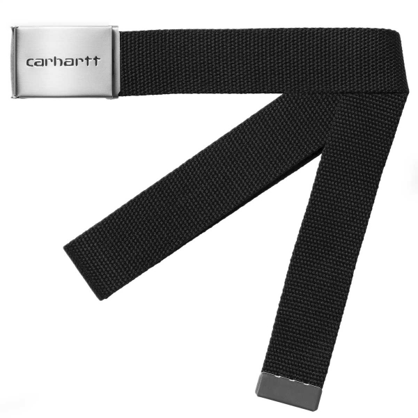 I019176-89XX, Carhartt WIP Clip Belt Chrome Preto