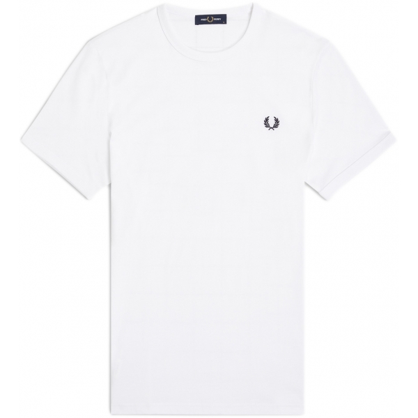 M3519-100, Fred Perry RingerT-Shirt Branco