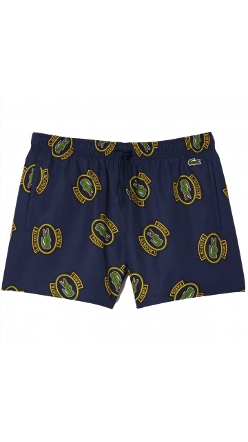 Lacoste Short Printed Swim Trunks