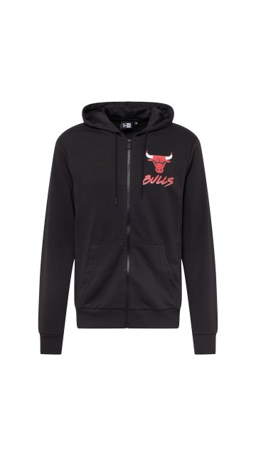 New Era Chicago Bulls Nba Script Black Zip Hoodie