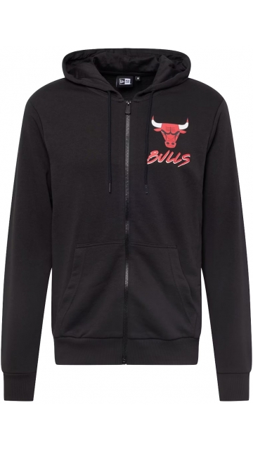 New Era Chicago Bulls Nba Script Black Zip Hoodie