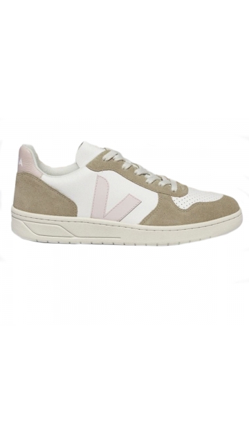 Veja V-10 Chromefree Leather White Petale Sahara